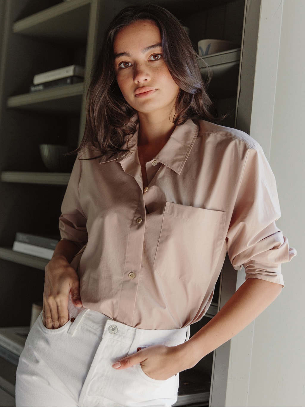 Jenni Kayne Boyfriend Shirt In Blush | Xs